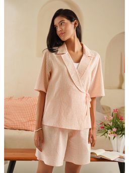 Muvazo - Gingham Nora Peach Robe