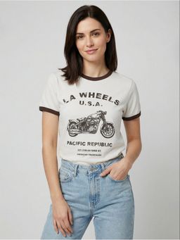R&B - Typography Beige Women Short Sleeves T-Shirt