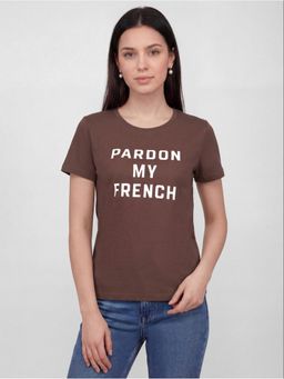 R&B - Brown Typography Women Short Sleeves T-Shirt