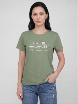R&B - Typography Women Short Sleeves Green T-Shirt