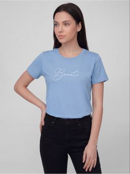 R&B - Typography Women Short Sleeves Blue T-Shirt