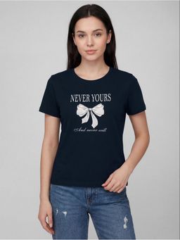 R&B - Navy Blue Typography Women Short Sleeves T-Shirt