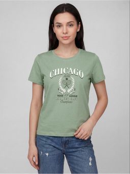 R&B - Green Typography Women Short Sleeves T-Shirt
