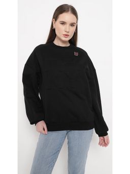 DKNY - Women Black Full Sleeves Hoodie Sweatshirt