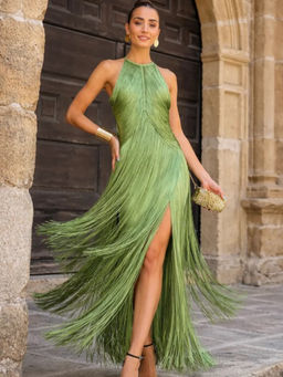 Trenbee - Amanda Knitted Green Dress