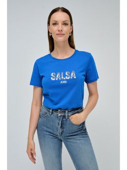 Salsa Jeans - Women Blue Embroidered Logo T-Shirt