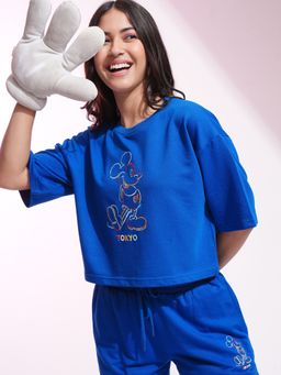 TOKYO TALKIES - Women Blue Mickey Mouse Co-Ord (Set of 2)