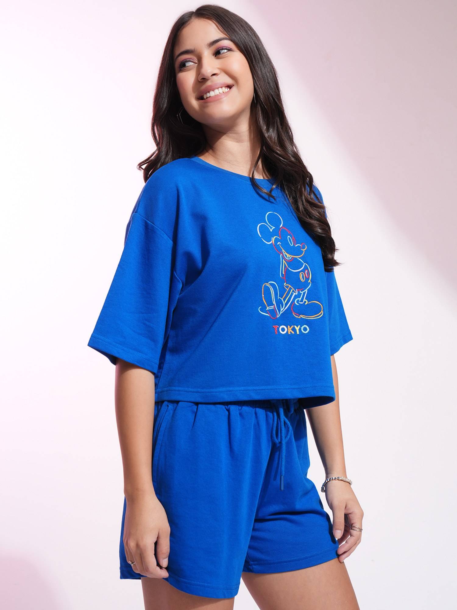 Buy TOKYO TALKIES Women Blue Mickey Mouse Co-Ord (Set of 2) (L) Online