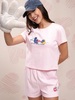TOKYO TALKIES - Women Pink Mickey Mouse Printed Co-ords Set (Set of 2)