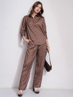 TOKYO TALKIES - Women Mickey Mouse Logomania Printed Spread Collar Shirt With Trousers (Set of 2)