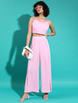 TOKYO TALKIES - Women Wo Pink Co-Or Set With Smocking On Top (Set of 2)