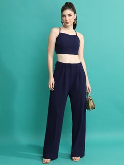 TOKYO TALKIES - Women Sleeveless Crop Top With Trousers (Set of 2)
