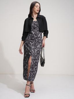 TOKYO TALKIES - Women ESPYR By Print Bodycon Dress with Shirt (Set of 2)