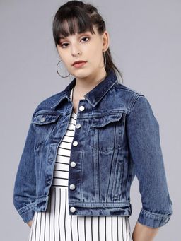 TOKYO TALKIES - Women Blue Washed Denim Jacket