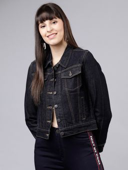 TOKYO TALKIES - Women Blue Solid Denim Jacket