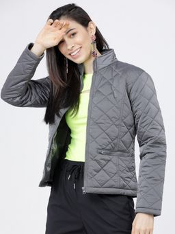 TOKYO TALKIES - Women Grey-Toned Solid Puffer Jacket