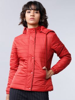 TOKYO TALKIES - Women Rust Solid Hooded Puffer Jacket