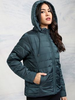 TOKYO TALKIES - Women Teal Puffer Jacket