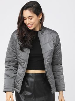 TOKYO TALKIES - Women Charcoal Polyester Puffer Jacket