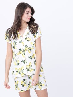 TOKYO TALKIES - Women White and Yellow Floral Printed Co-Ord (Set of 2)