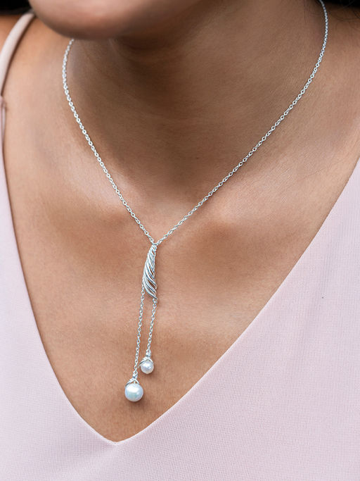Shaya by CaratLane 925 Silver Shaya by CaratLane Swirl With Pearls Necklace in