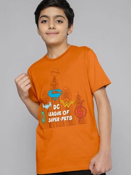 Kidsville - Dc League Of Super Pets Regular Fit Crew Neck Orange T-Shirt for Boys