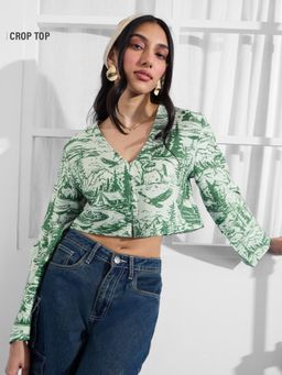 The Souled Store - Originals: Green Forest Womens Crop Top
