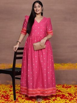 A plus by Ahalyaa - Plus Size V-Neck Maxi Ethnic Dress