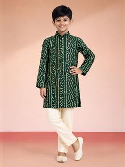 Vastramay - Green Rayon Full Sleeves Kurta With Pyjama