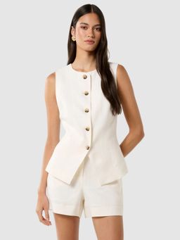 Forever New - White Pip High Neck Waistcoat