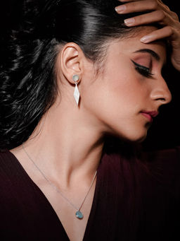 Divas Mantra - 92.5 Sterling Silver Blue Demure Earrings with Aqua Chalcy