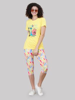 She N She - Snail Graphic Tee & Printed Capri