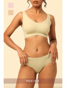 Krvvy - Premium Seamless Bikini Panties Low Coverage Multi-Color (Pack of 3)