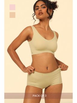 Krvvy - Premium Seamless High Rise Boyshorts Invisible Panties Multi-Color (Pack of 3)