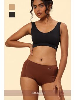 Krvvy - Premium Seamless High Rise Boyshorts Invisible Panties Multi-Color (Pack of 3)