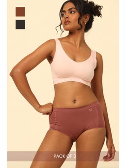 Krvvy - Premium Seamless High Rise Boyshorts Invisible Panties Multi-Color (Pack of 3)