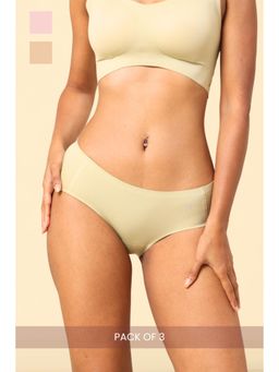 Krvvy - Premium Seamless Low Rise Hipster Briefs Panty Multi-Color (Pack of 3)