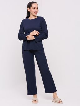 Smarty Pants - Womens Polyester Stripper Blue Color Full Sleeves Nightsuit