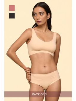 Krvvy - Women Seamless Mid-Rise Thong Panty Ultrasoft Invisible Multi-Color (Pack of 3)