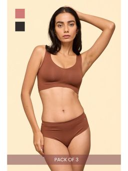 Krvvy - Women Seamless Mid-Rise Thong Panty Ultrasoft Invisible Multi-Color (Pack of 3)