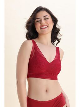 Zivame - Seamless Collective Single Layered Non Wired Full Coverage Bonded Bralette - Red