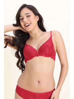 Zivame - Bridal Boudoir Padded Plunged Wired Medium Coverage Lace Bra - Scooter