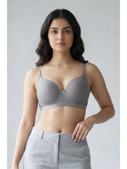 Zivame - Padded Non Wired 3/4Th Coverage T-Shirt Bra - Silver Bullet