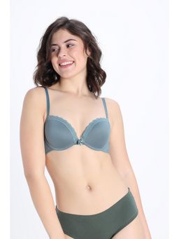 Zivame - Padded Regular Wired 3/4Th Coverage T-Shirt Bra - Grey Green