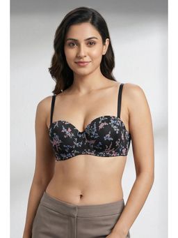 Zivame - Padded Regular Wired 3/4Th Coverage Strapless Bra - Black Floral