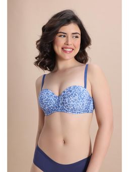 Zivame - Padded Regular Wired 3/4Th Coverage Strapless Bra - Blue Animal Print