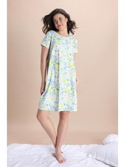 Zivame - Lemon Collection Knit Poly Knee Length Nightdress - Pale Blue