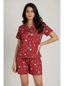 Zivame - Smurf Collection Knit Poly Shorts With Shirt - Salsa