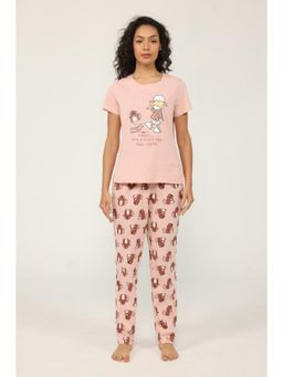 Zivame - Knit Cotton Nightsuit - Peach Skin