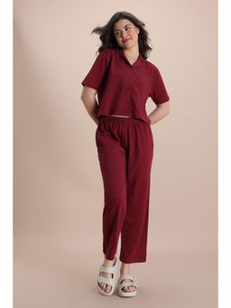 Zivame - Knit Cotton Nightsuit - New Maroon